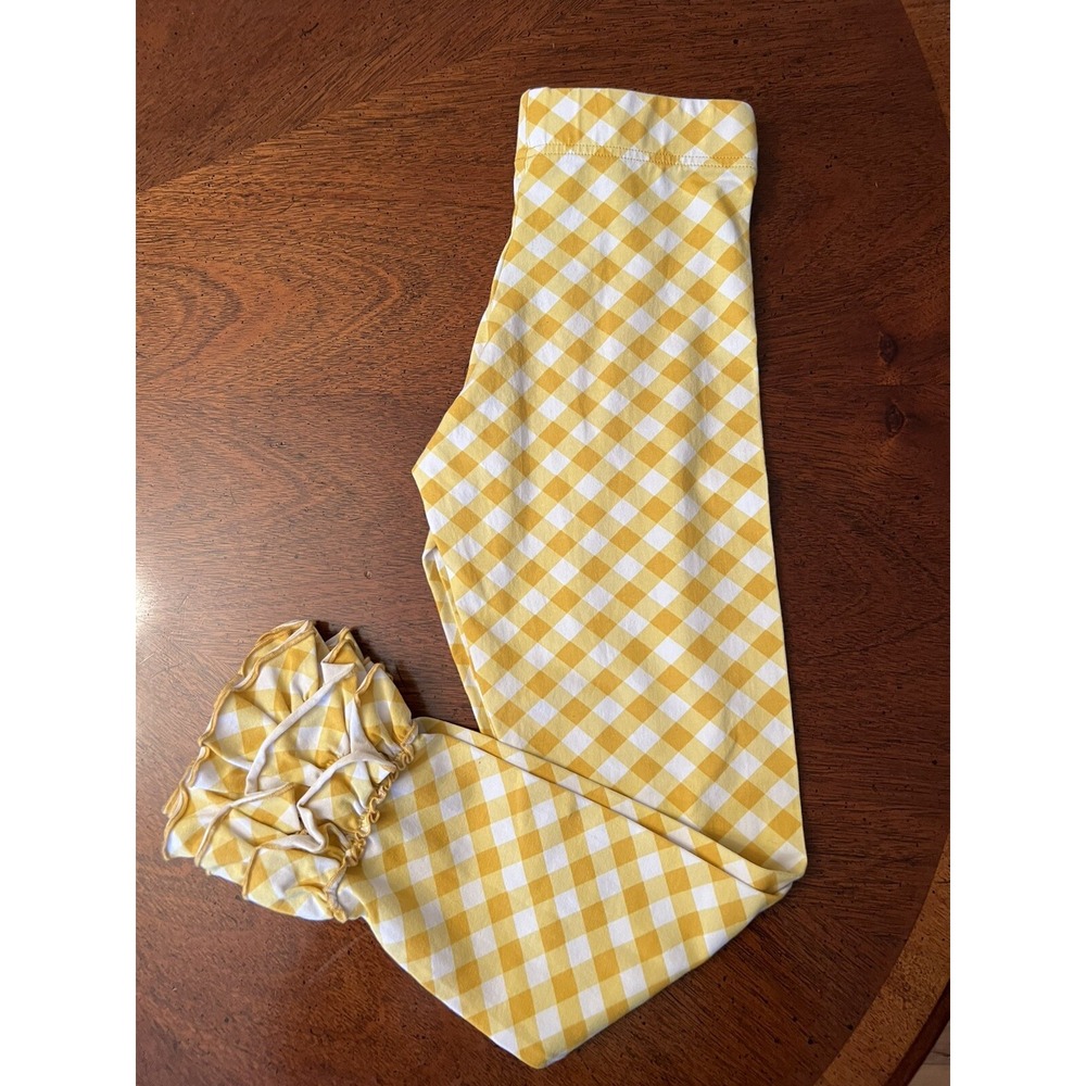 Serendipity 9-10 Girls Yellow Checkered Leggings